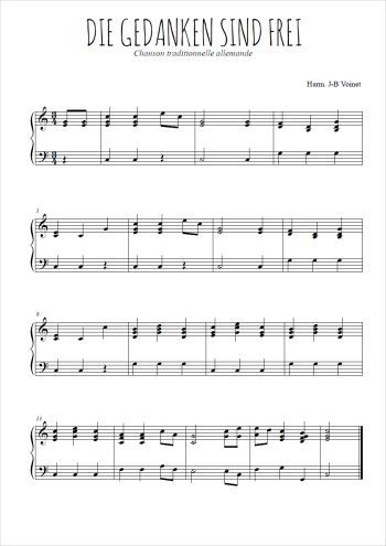 Téléchargez l'arrangement pour piano de la partition de Die gedanken sind frei en PDF